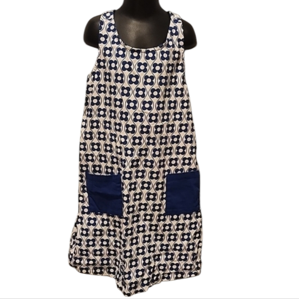 Hanna Andersson Blue and White Floral Sleeveless Knot Back Dress